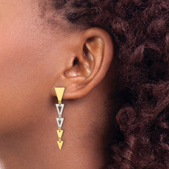 Yellow Gold-plated Sterling Silver Triangle Dangle Post Earrings