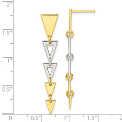 Yellow Gold-plated Sterling Silver Triangle Dangle Post Earrings