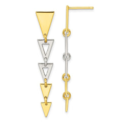 Yellow Gold-plated Sterling Silver Triangle Dangle Post Earrings