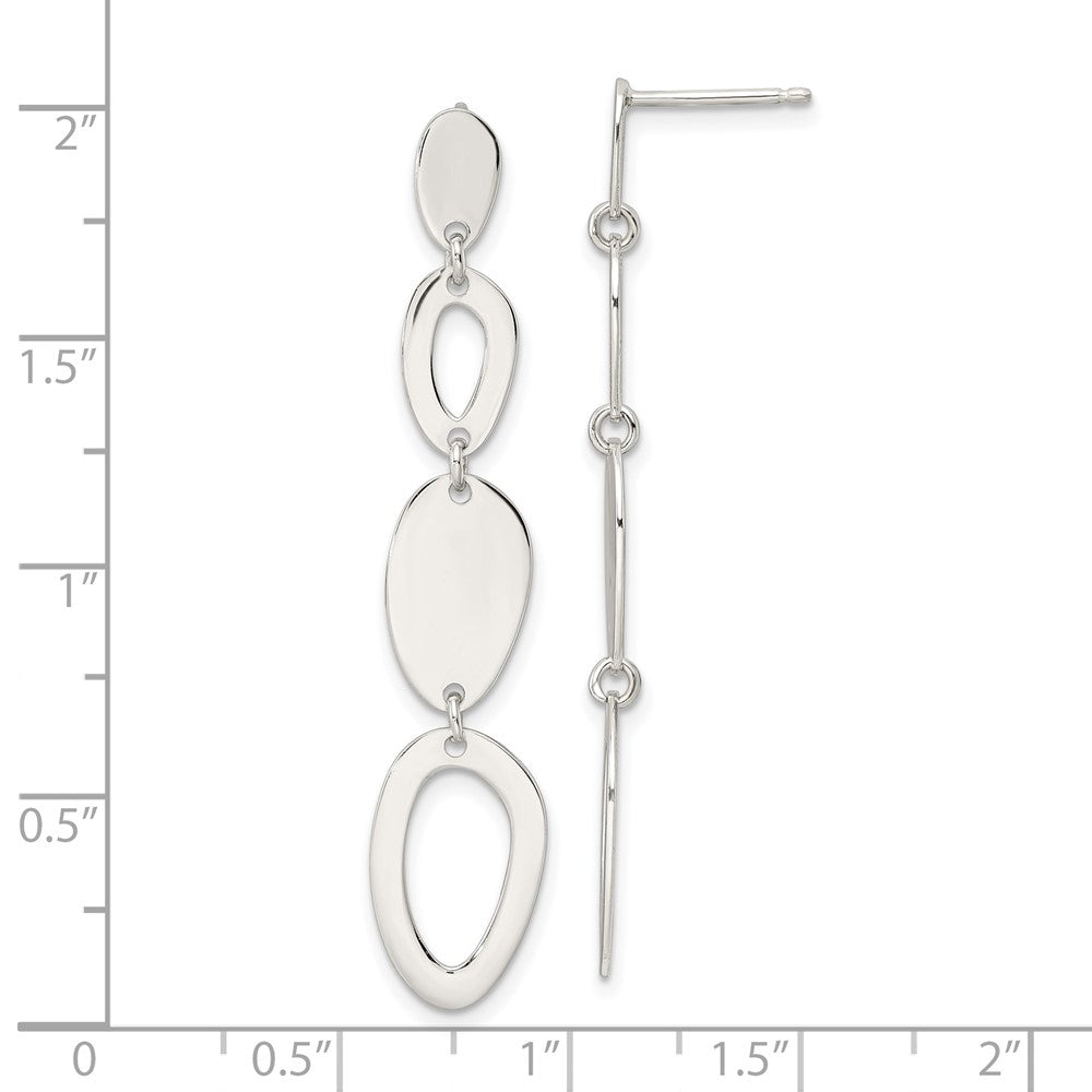 Sterling Silver Oval Dangles Post Earrings