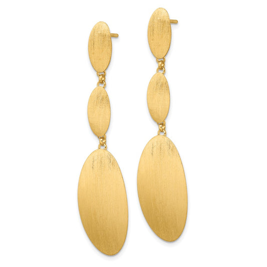 Sterling Silver Gold-plated Brushed Post Dangle Earrings