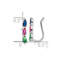 Rhodium-plated Sterling Silver Polished Multi-color CZ Earrings