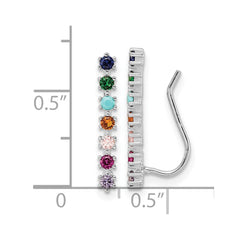 Rhodium-plated Sterling Silver Polished Multi-color CZ Earrings