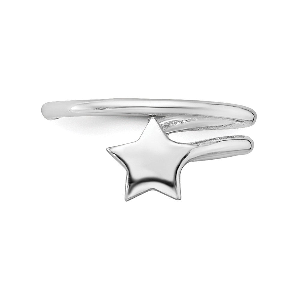 Rhodium-plated Sterling Silver Polished Star Pair of Ear Cuffs
