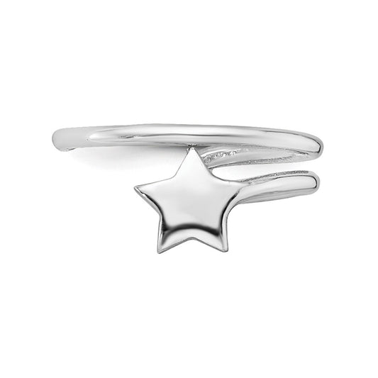 Rhodium-plated Sterling Silver Polished Star Pair of Ear Cuffs
