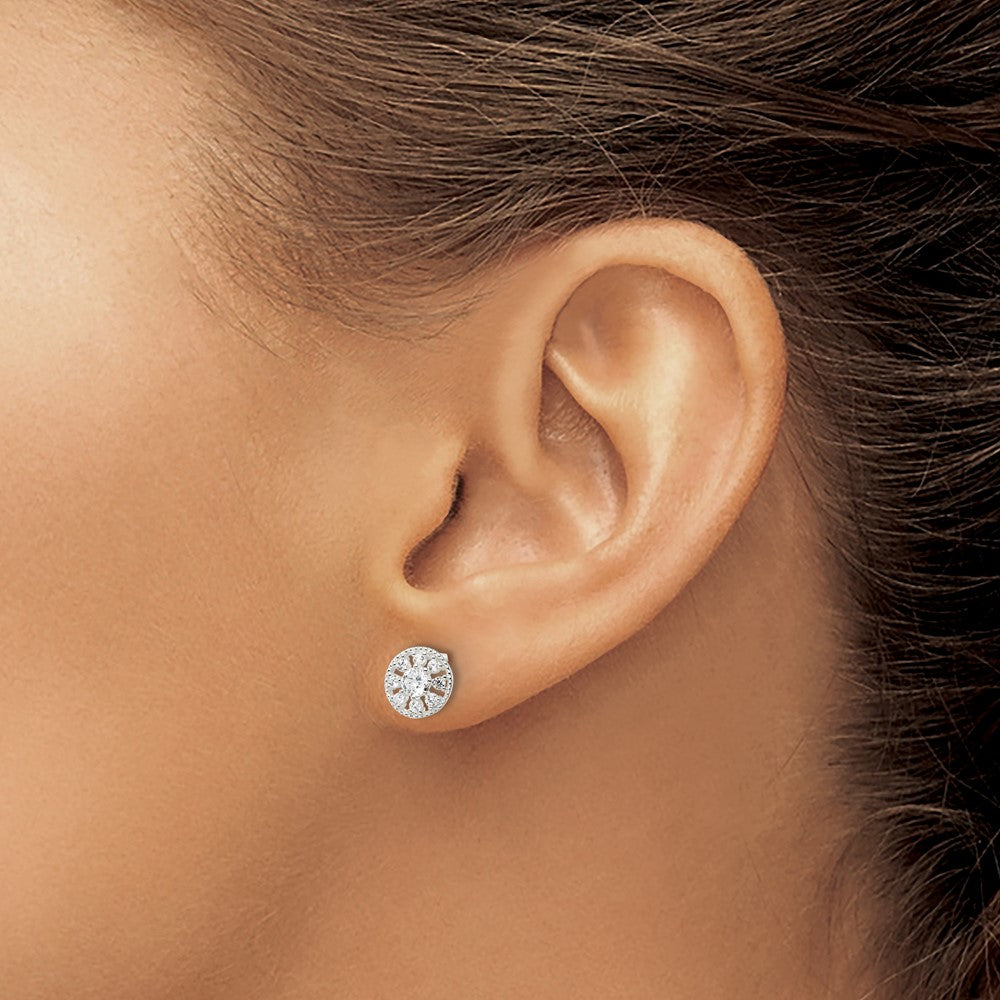 Sterling Silver CZ Circle Post Earrings