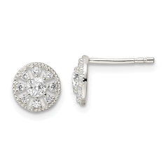 Sterling Silver CZ Circle Post Earrings