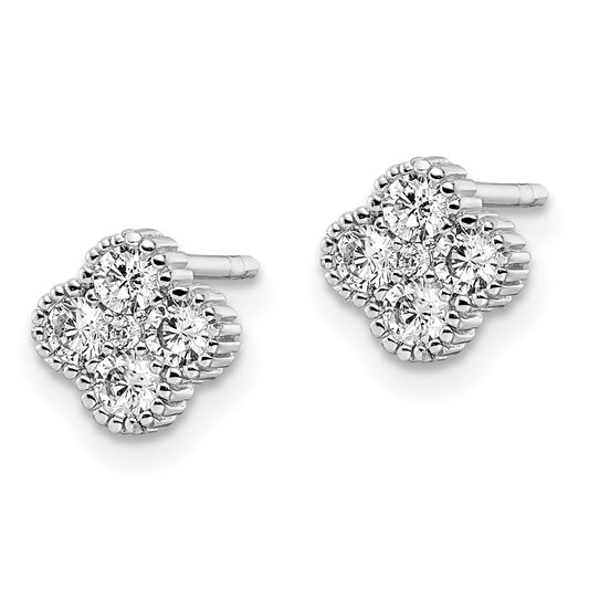 Rhodium-plated Sterling Silver CZ Post Earrings