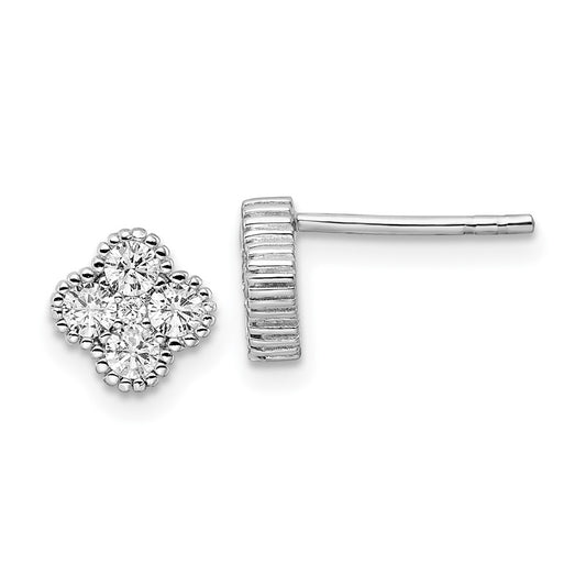 Rhodium-plated Sterling Silver CZ Post Earrings