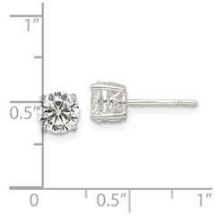 Sterling Silver 6mm Round CZ Post Earrings