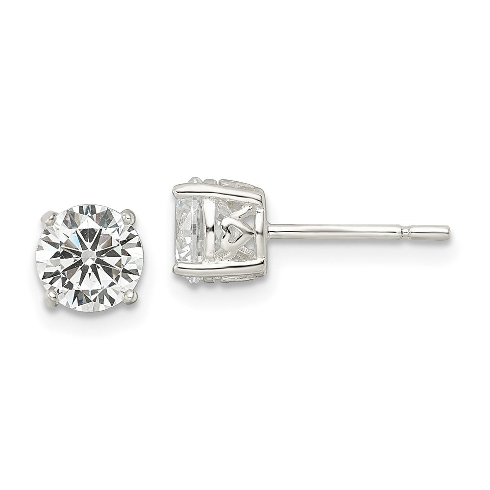 Sterling Silver 6mm Round CZ Post Earrings