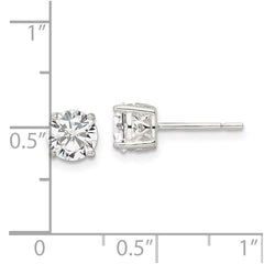 Sterling Silver Polished CZ Circle Post Earrings