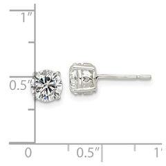 Sterling Silver 6mm Round CZ Post Earrings