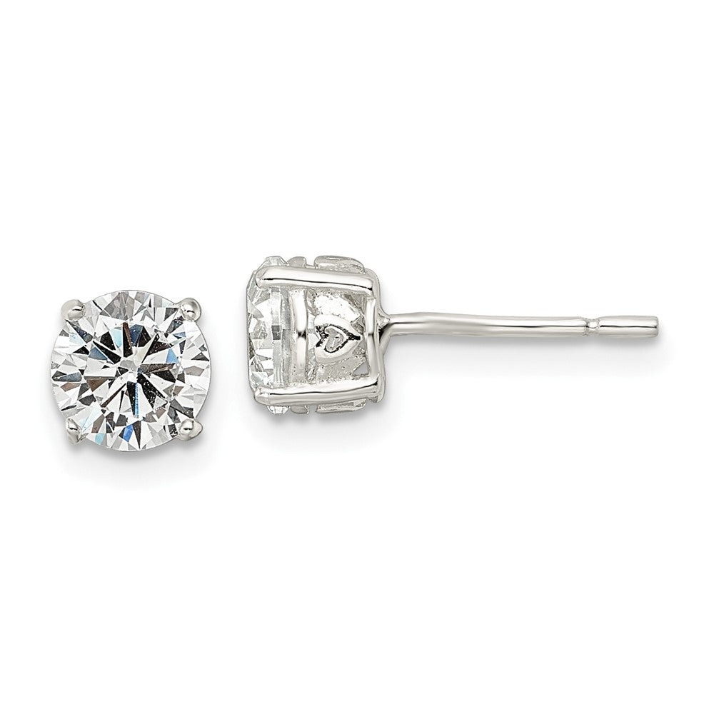 Sterling Silver 6mm Round CZ Post Earrings