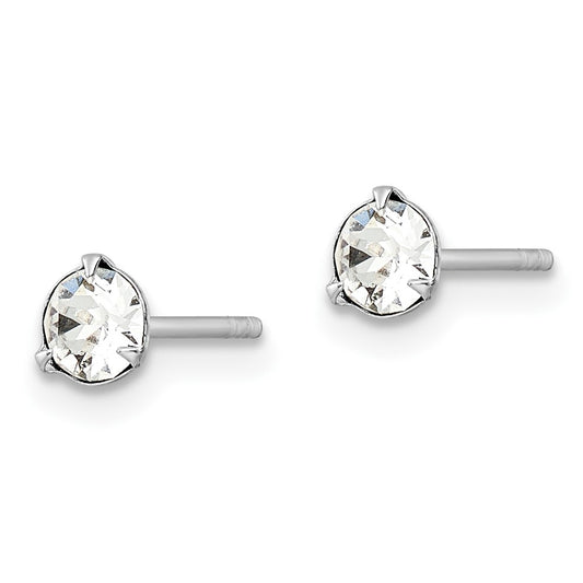 Rhodium-plated Silver Crystal Post Earrings