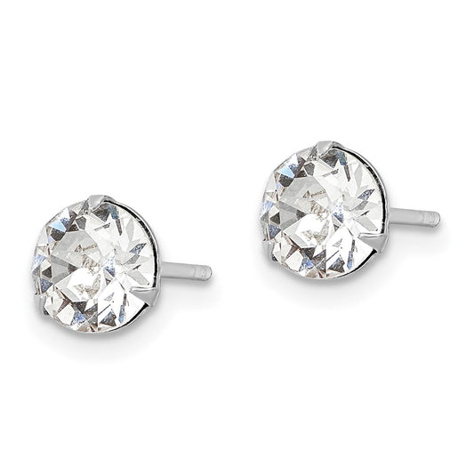 Rhodium-plated Silver Crystal Post Earrings