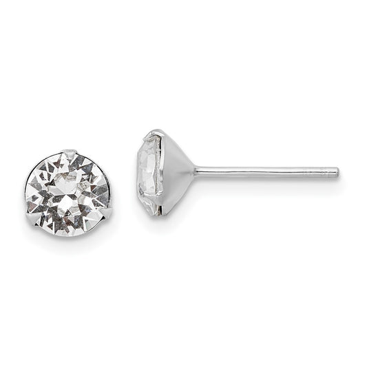 Rhodium-plated Silver Crystal Post Earrings