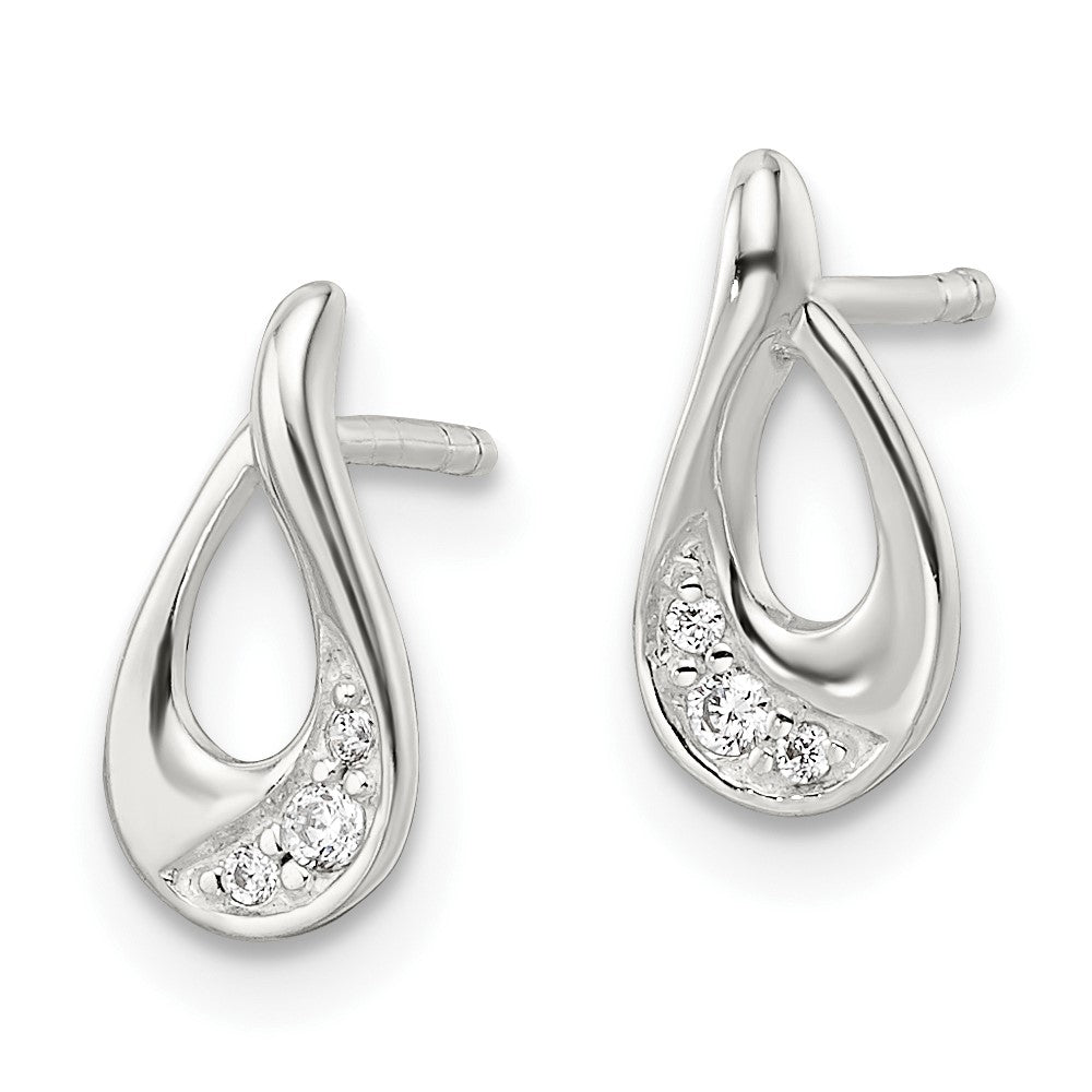 Sterling Silver CZ Teardrop Post Earrings