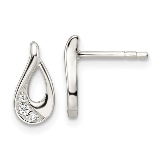 Sterling Silver CZ Teardrop Post Earrings