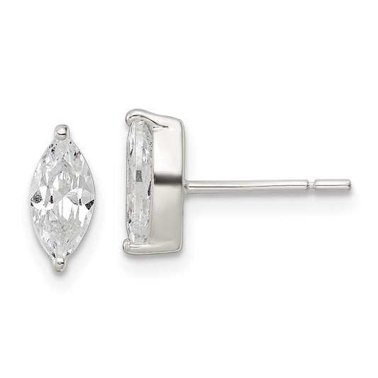 Sterling Silver Polished CZ Post Earrings