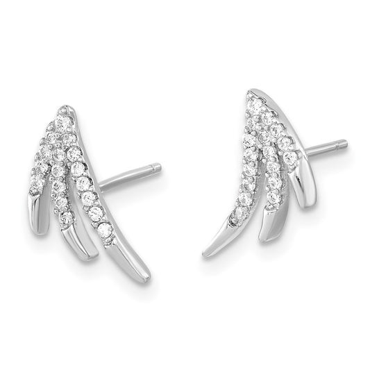 Rhodium-plated Sterling Silver Fancy CZ Post Earrings