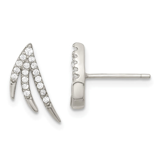 Rhodium-plated Sterling Silver Fancy CZ Post Earrings