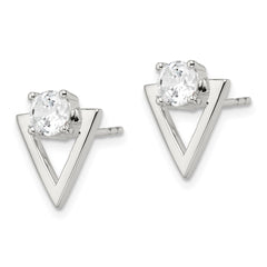 Sterling Silver CZ Triangle Post Earrings