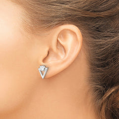 Sterling Silver CZ Triangle Post Earrings