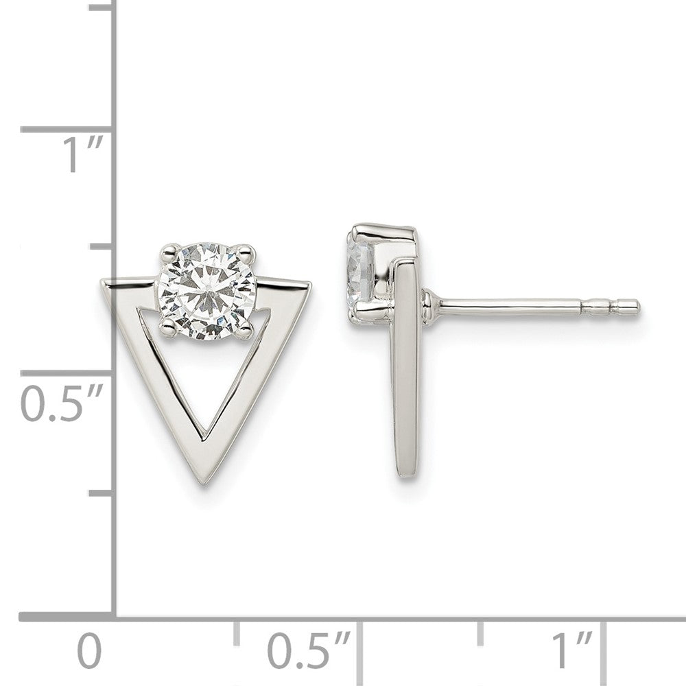Sterling Silver CZ Triangle Post Earrings