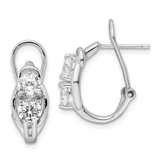 Rhodium-plated Sterling Silver CZ Leverback Earrings