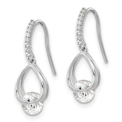 Rhodium-plated Sterling Silver Fancy CZ Dangle Earrings