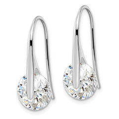 Rhodium-plated Sterling Silver Polished Round CZ Dangle Earrings