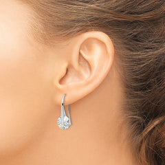 Rhodium-plated Sterling Silver Polished Round CZ Dangle Earrings