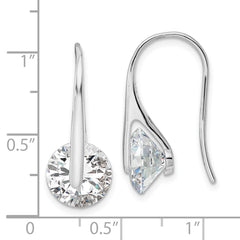 Rhodium-plated Sterling Silver Polished Round CZ Dangle Earrings