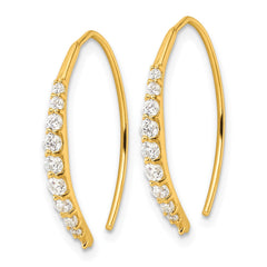 Yellow Gold-plated Sterling Silver Polished CZ Threader Earrings