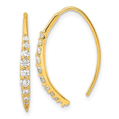 Yellow Gold-plated Sterling Silver Polished CZ Threader Earrings