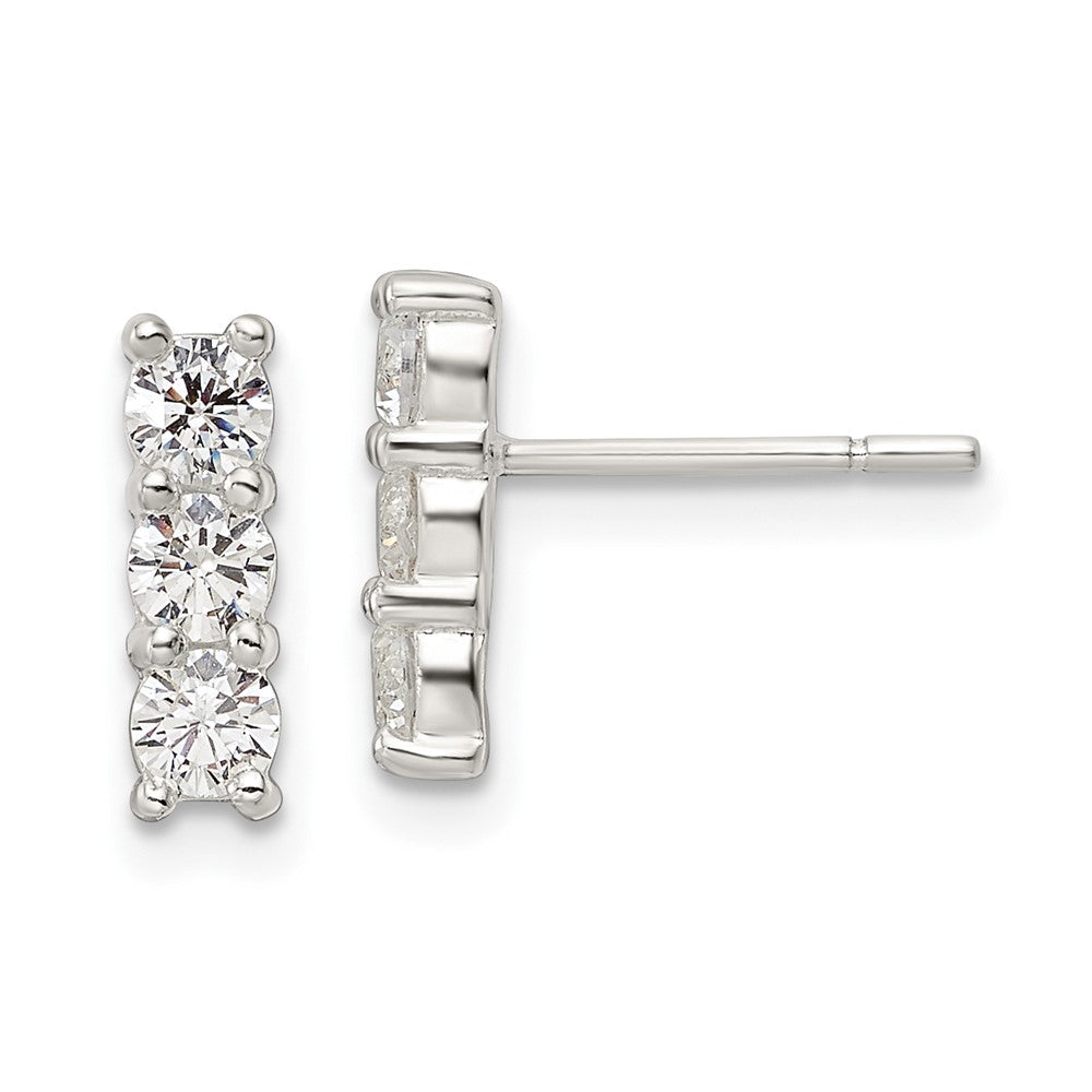 Sterling Silver Polished CZ Post Earrings