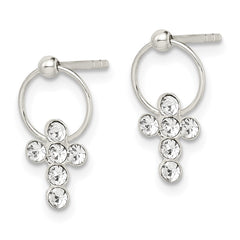 Sterling Silver CZ Cross Earrings