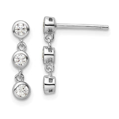 Rhodium-plated Sterling Silver CZ Dangle Post Earrings