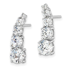 Sterling Silver Polished Rhodium-plated Graduated CZ Post Earrings