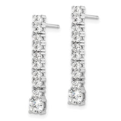Sterling Silver Polished Rhodium-plated CZ Post Dangle Earrings