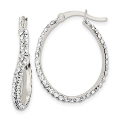 Sterling Silver CZ Oval Hoop Earrings