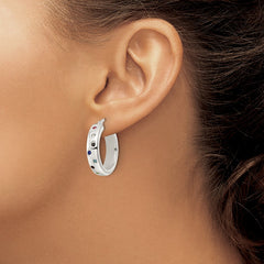 Sterling Silver Polished Multi-color CZ Circle Hoop Earrings