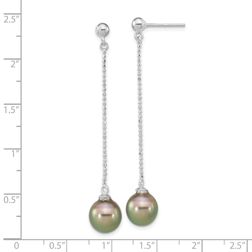 Rhodium-plated Sterling Silver 9-10mm Tahitian Saltwater Pearl Earrings