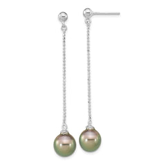 Rhodium-plated Sterling Silver 9-10mm Tahitian Saltwater Pearl Earrings