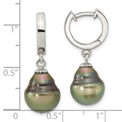 Rhodium-plated Sterling Silver 9-10mm Tahitian Saltwater Pearl Earrings