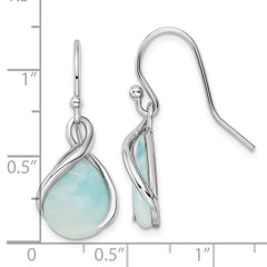 Rhodium-plated Sterling Silver Pear Shape Larimar Twist Dangle Earrings