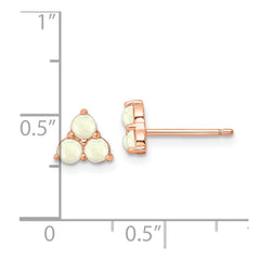Rose Gold-plated Sterling Silver Triple White Created Opal Cluster Post Earrings