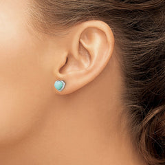 Rhodium-plated Sterling Silver Polished Larimar Heart Post Earrings