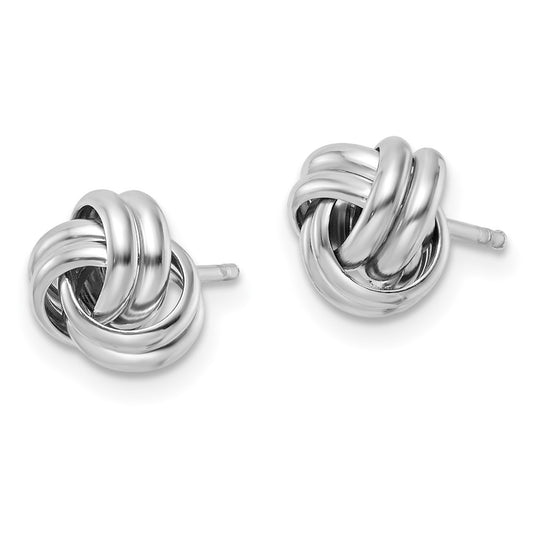 Rhodium-plated Sterling Silver Post Polished Love Knot Earrings